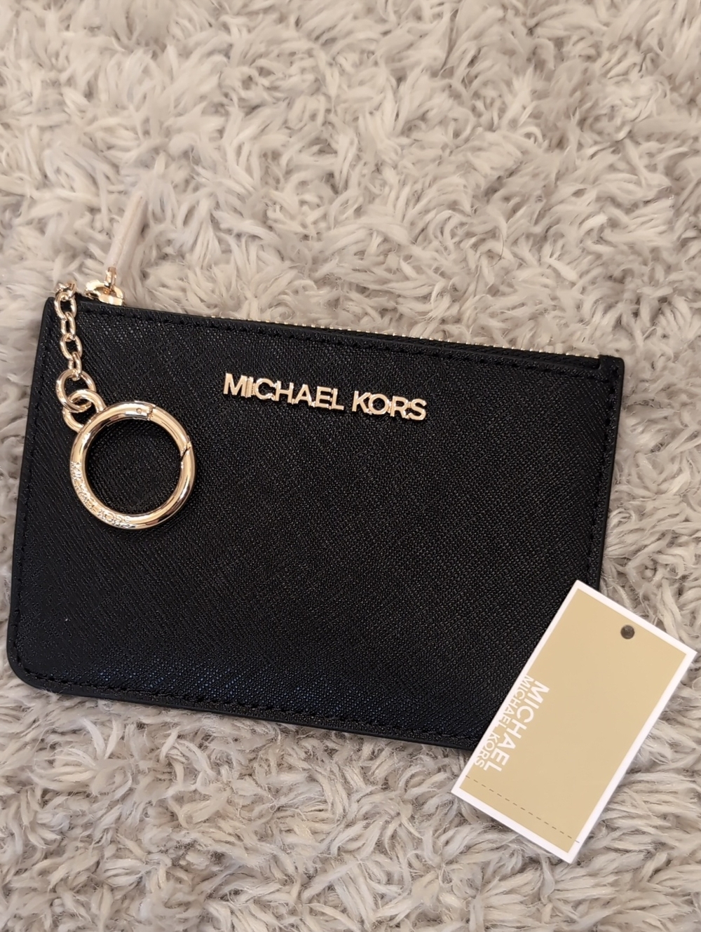 Michael Kors Jet Set Travel Small Saffiano Leather Coin Pouch in Black